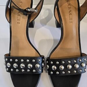 Coach Paige Studded Black Sandals with Heels. Size 7B. Hardly Worn